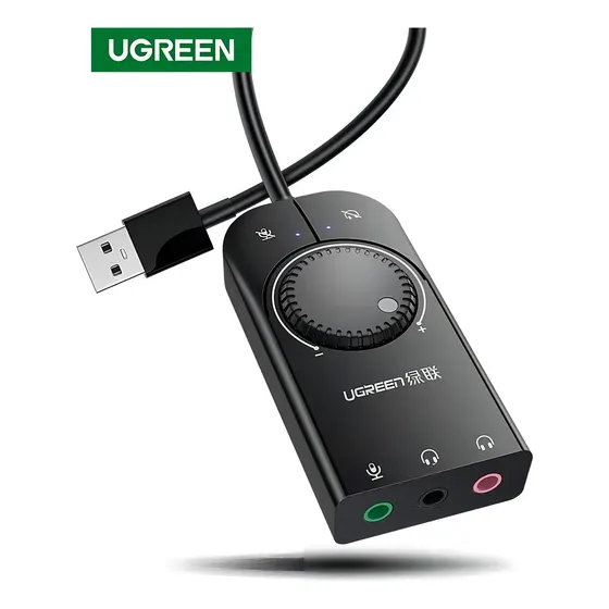 Tarjeta de sonido USB Ugreen CM129 color negro