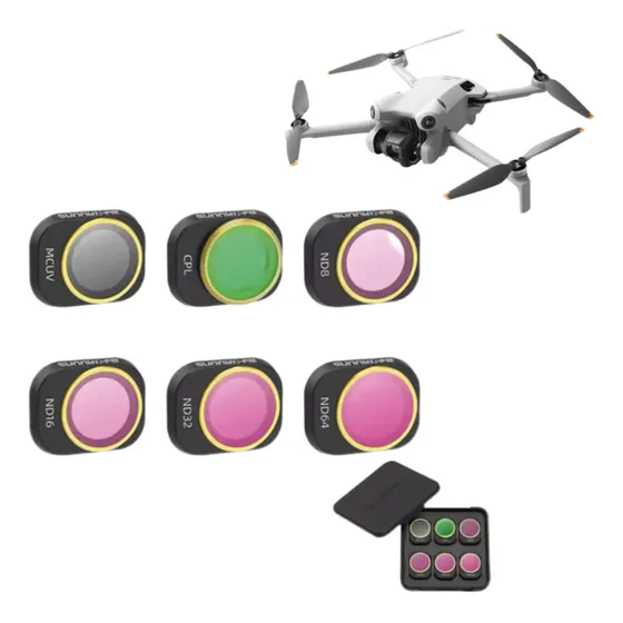Kit 6 Filtros Lente Dji Mini 4 Pro Nd8/16/32/64 + Cpl + Mcuv Cor Preto