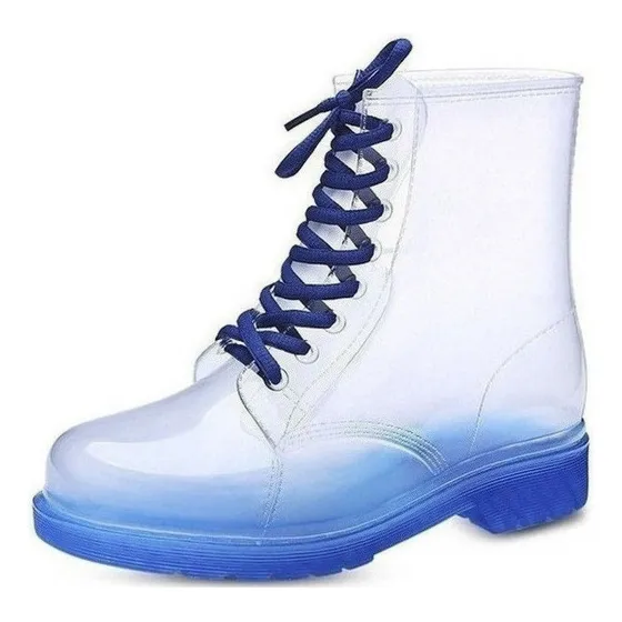 L1v Botas De Chuva Transparentes De Salto Baixo Para