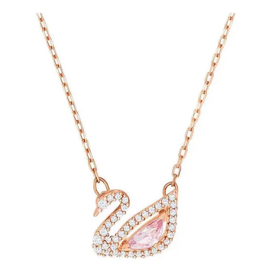 Qu Collar De Cisne Pequeño De Oro Rosa De Plata De Ley S925