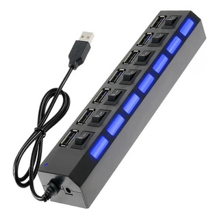 Hub Usb 2.0 Com 7 Portas Switch On/off E Led Indicador Hub Usb 2.0 Com 7 Portas Switch On/off E Led Indicador