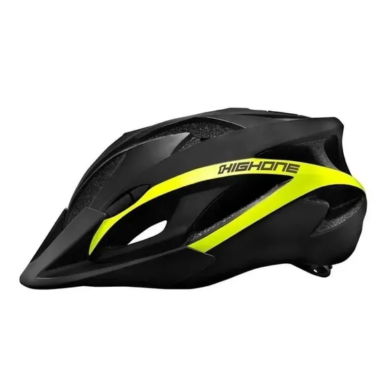 Capacete Bike Mtb High One Win C/ Led - Preto / Amarelo Tamanho M