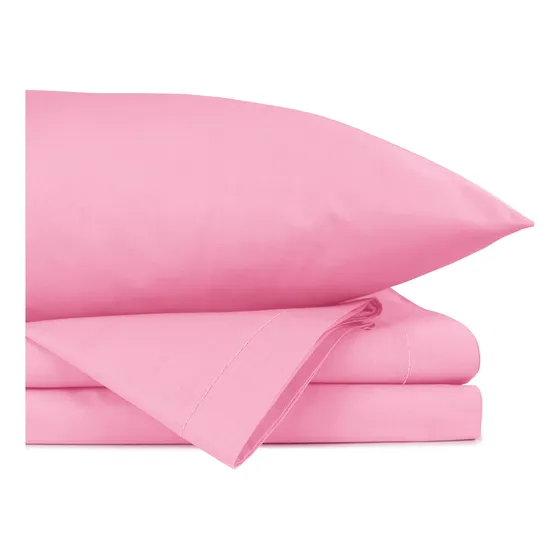 Juego De Sábanas Algodón Queen Size 4 Pzas Transpirable Color Rosa Diseño De La Tela Lisa