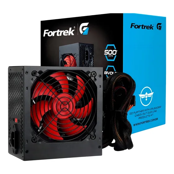 Fonte Atx 500w Fortrek Crusader 127/220V Silenciosa 120 Mm Cor Preto 127/220v