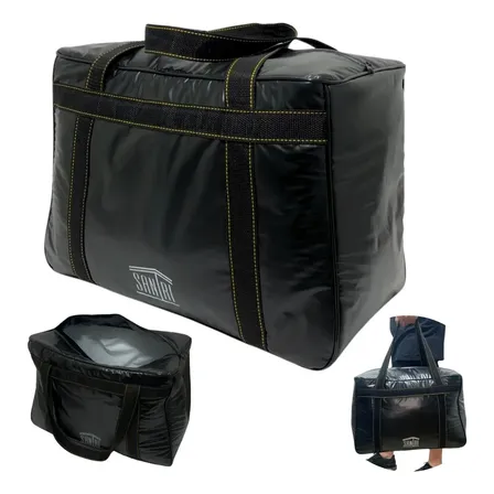 Bolsa Térmica 39L SANRI Preta Impermeável com Alça para Praia e Camping
