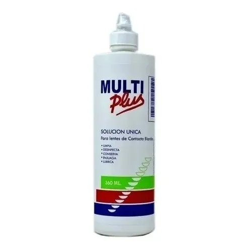 Solución Multiplus 360ml - Limpieza, Desinfección e Hidratacion para Lentes de Contacto Blandos - Formula Avanzada que Elimina Bacterias, Depositos de Proteinas e Impurezas