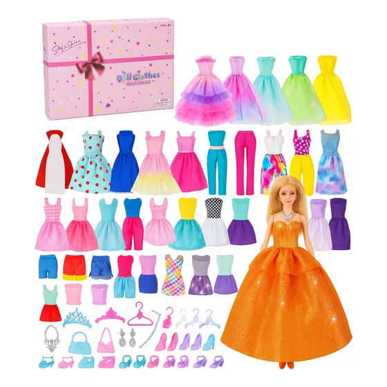 Ropa Muñecas Accesorios Vestidos Zapatos Barbie 56 Piezas