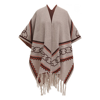 Xale Feminino U Tricotado Com Fenda De Outono E Inverno Geom Xale Feminino U Tricotado Com Fenda De Outono E Inverno Geom