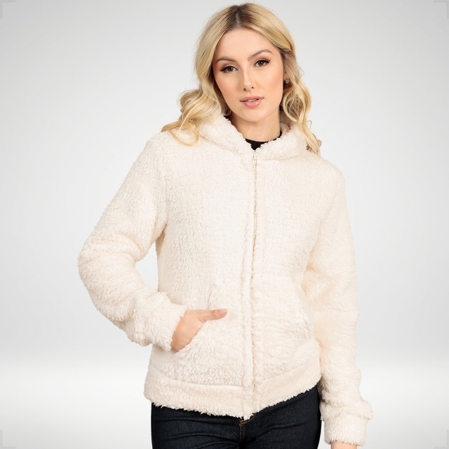 Blusa Feminina De Frio Inverno Grossa Capuz Teddy Peluciado