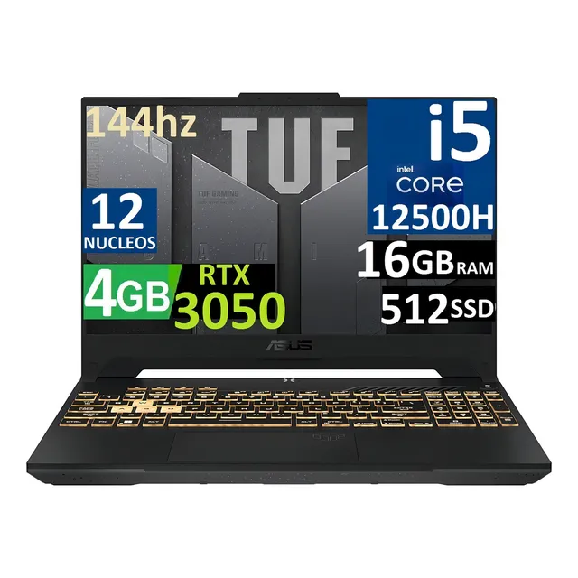 Notebook Asus Tuf F15 FX507144hz Ci512500h 16gb 512ssd Rtx3050 4gb Color Negro