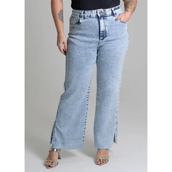 Calca Jeans Feminina Plus Size 279713 Azul Claro Sawary