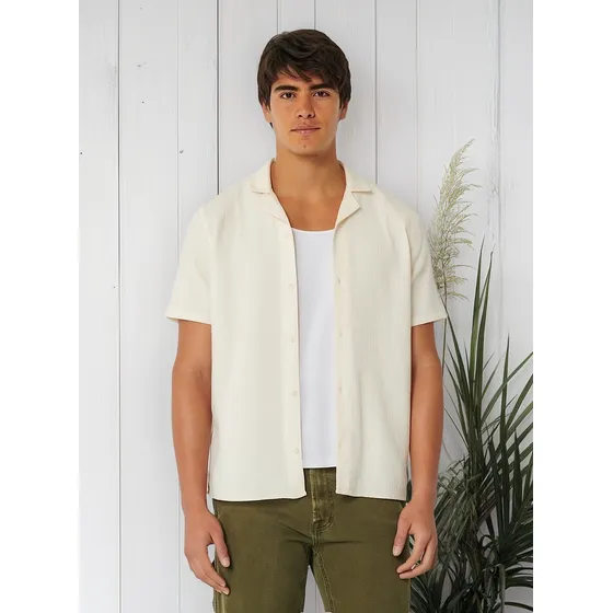 Camisa De Mangas Cortas De Algodón Texturizado Hollister