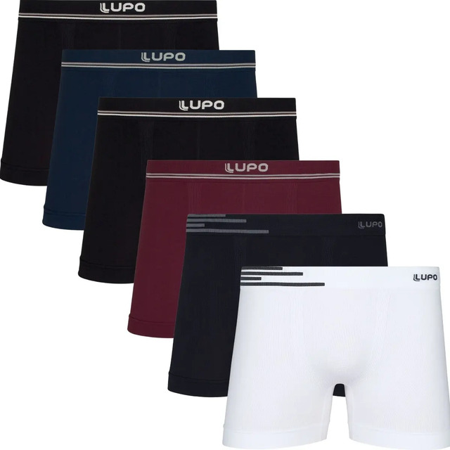 Kit 6 Cuecas Box Sem Costura Boxer Lupo Microfibra Original