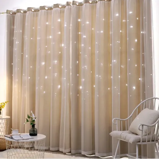 Cortina Blackout 2 Paneles Con Estrellas 132x213cm
