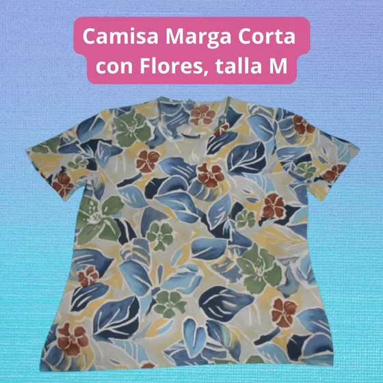 Blusa Floreada Azul Claro Para Dama, Manga Corta
