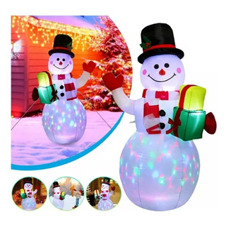 Muñeco De Nieve Navideño Luminoso Decoración Hinchable Muñeco De Nieve Navideño Luminoso Decoración Hinchable