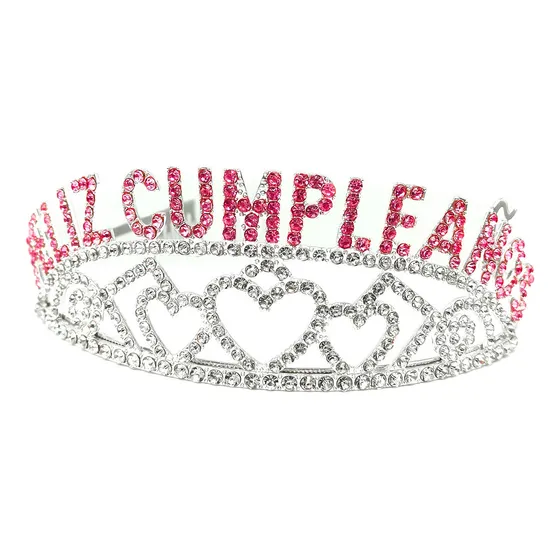 Coronita Tiara Metálica Con Strass Para Niña O Mujer Color Feliz Cumpleaños