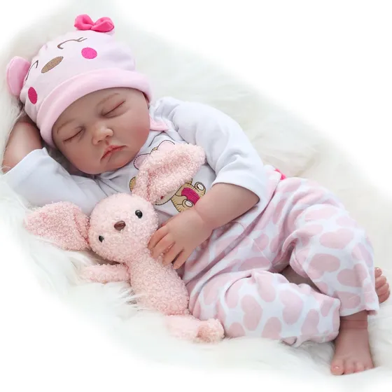 Muñeca Bebé Reborn De Silicona Y Algodón 55 Cm Para Niñas