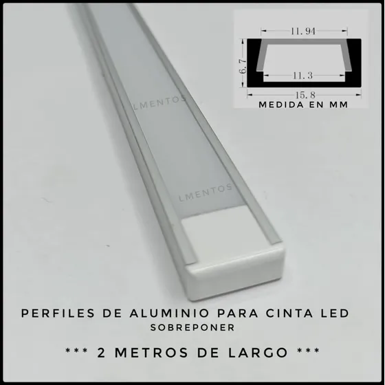 Perfil De Aluminio Luces Led Sobreponer **2 Metros**