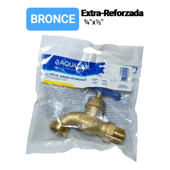 Llave Chorro Jardín 1/2 X 3/4 Extra-reforzada 100% Bronce
