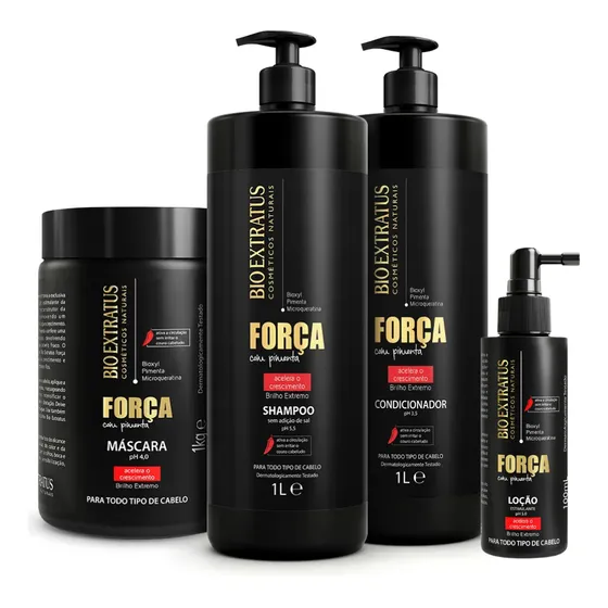 Bio Extratus Força Com Pimenta Sh. Cond. Máscara 1kg + Loção
