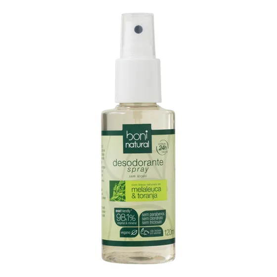 Desodorante Spray Boni Natural Melaleuca E Toranja 120ml
