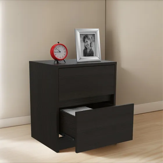 Mesa De Noche Trivor Rta Alto 47 X Ancho 40 Color Wengue Color Negro