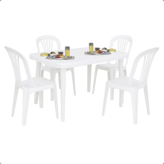 Conjunto Com Mesa Retangular Desmontável E 4 Cadeira 182kilo