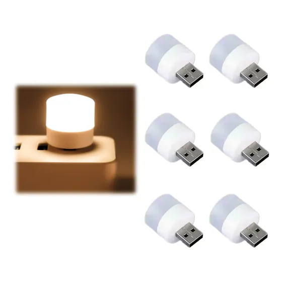 Luz Nocturna Usb Mini Bombilla Led Ahorro Energia Enchufable