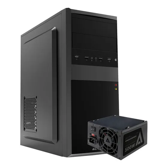 Gabinete Acteck Kiruna Ii Gm420 Ac-935685 Con Fuente 500w Color Negro