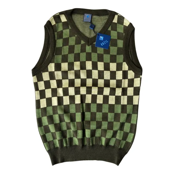 Chaleco Pull-over Jacquard Cuadros Tallas S M L Xl