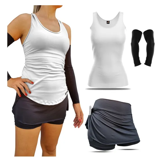 Conjunto Kit Roupa Para Jogar Vôlei Feminino Manguito 3pçs