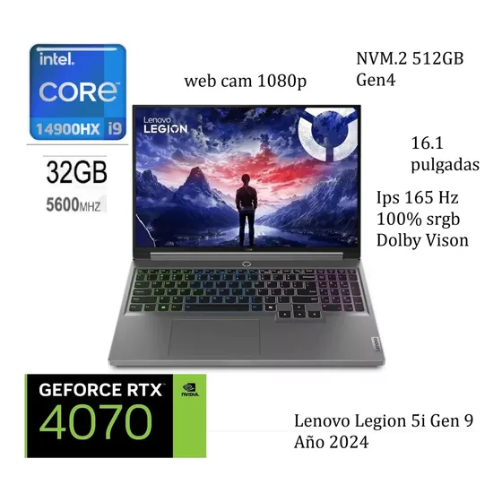 Laptop Gamer Lenovo Legion 5i 16   I9-14900hx Rtx4070 2024