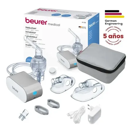 Nebulizador Inhalador Portátil Compacto Tecnología de Aire Comprimido + Accesorios Beurer Ih 58