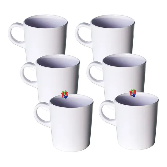 Set X6 Jarro Taza Mug Desayuno Melamina Plástico 350ml