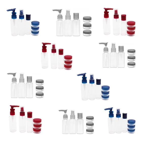 Pack X10 Set De Frascos Viaje Ducha En Neceser Cuidado Qq289