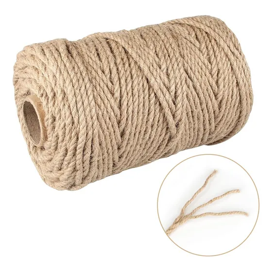 Hilo De Ixtle Henequén Cuerda De Sisal Natural Para Gato Rascador 5mm X 100M 3 Capas Mecate De Yute Cuerda de Cáñamo Trenzada Cordon De Ixtle Delgado Para Regalos Decorar Jardín Manualidades Embalaje