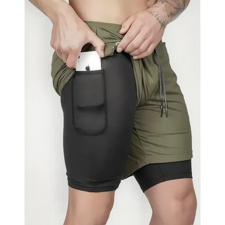 Pack 3 Short Gimnasio Licra Bolsillo Poliester Hombre