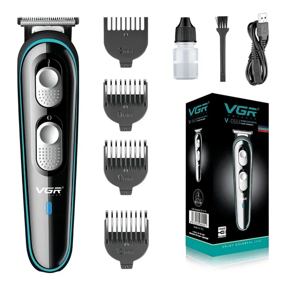 Maquina De Cortar Pelo Patillera Barba Recargable Vgr V-055 Color Negro