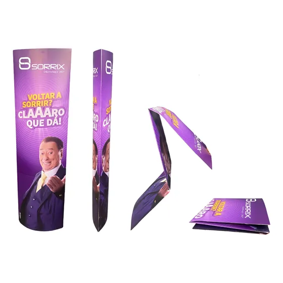 Kit 2 Totem Display Elíptico Dobrável 1,50x0,45 Arte Grátis