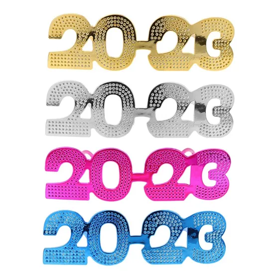 Amosfun 4 Par Anteojo Año Nuevo 2023 Purpurina Numero