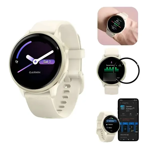 Relógio Smartwatch Garmin Venu 2s Music Rose Gold Branco Pulseira