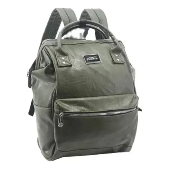 Mochila Amayra Eco Cuero Original Reforzada Verde Resistente Duradera Impermeable Espaciosa Comoda Escolar Universitaria Viaje Trabajo Unisex
