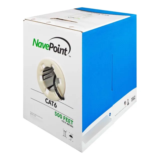 Cable Ethernet Sólido Cat6 Negro 500 Pies 23 Awg Utp