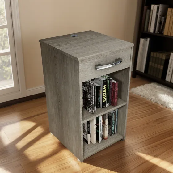 Mesa De Luz Cama Sommier 1 Cajon Puerto Usb Doble Celular Color Kiev