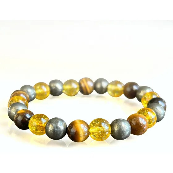 Pulseira Shakti - Citrino, Olho De Tigre E Pirita