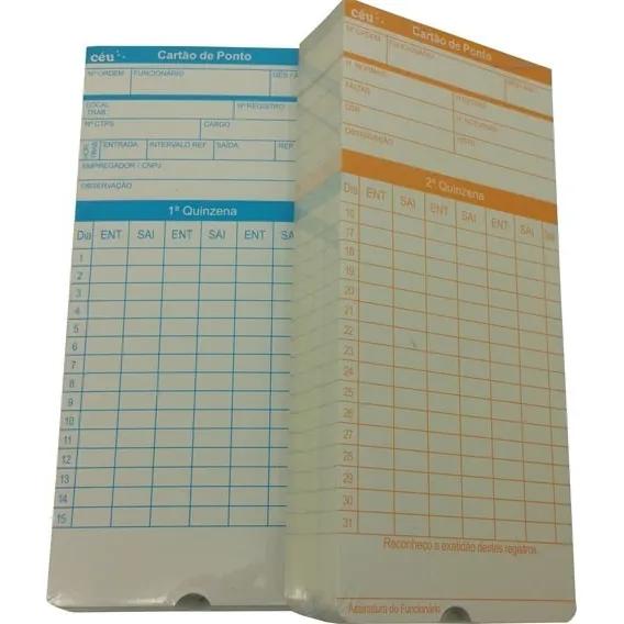 Cartão De Ponto Ceu Impressor Ponto 4 Scritto Cst 100 Unid