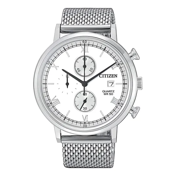 Relógio Citizen Cronógrafo Masculino An3610-80a / Tz21143q Cor da correia Prata Cor do bisel Prateado Cor do fundo Branco