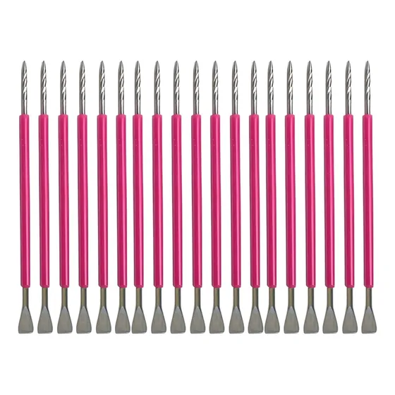 Kit 20 Espátulas Slim -  Bastão Mista Unha Inox Rosa