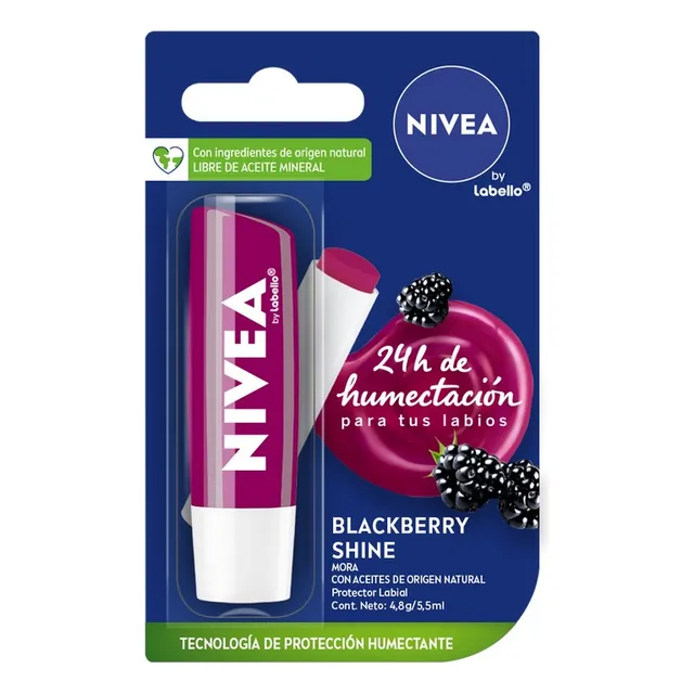 Protector Labial Humectante Nivea Blackberry Shine 4,8 Grs